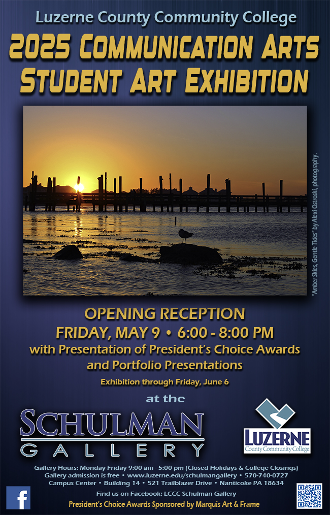2025 Communication Arts Student Art Exhibition, Opening Reception, 6:00 pm - 8:00 pm, Schulman Gallery, 3rd Floor, Campus Center, Building 14