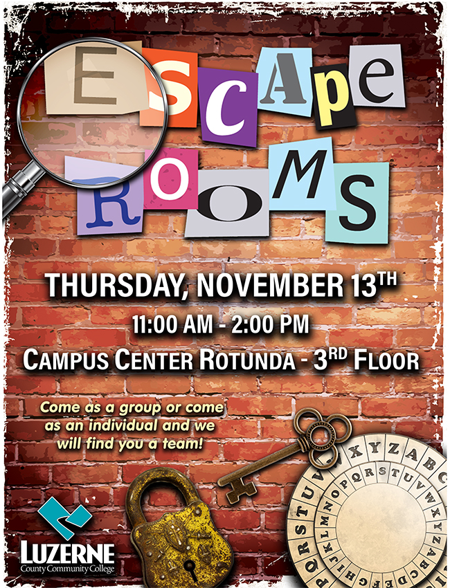 Escape Room - Rotunda, Campus Center, Building 14, 3rd Floor, 11:00 am - 2:00 pm