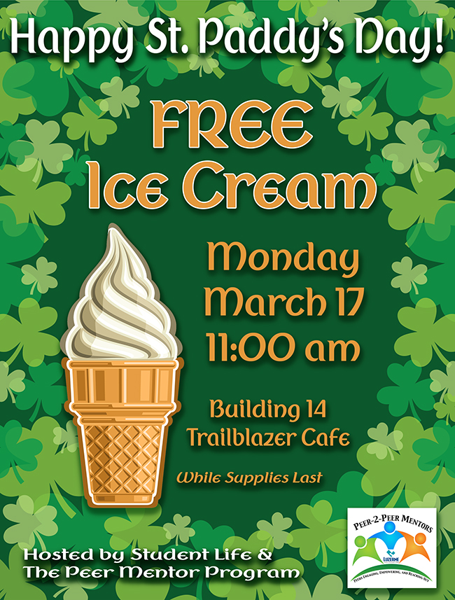 Free Ice Cream, 11:00 am, Trailblazer Cafe, Building 14