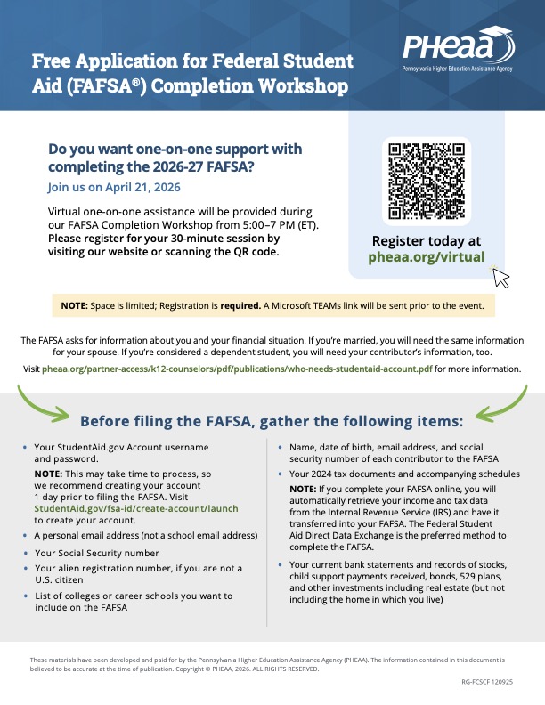 Free Application for Federal Student Aid (FAFSA) Completion Workshop