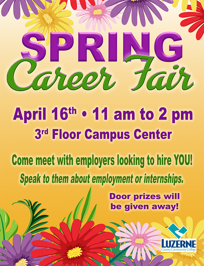 Spring Career Fair, 11:00 am - 2:00 pm, 3rd Floor, Campus Center