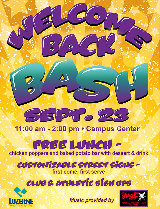 Welcome Back Bash, 3rd Floor and Cafeteria, Campus Center, Building 14, 11:00 am - 2:00 pm
